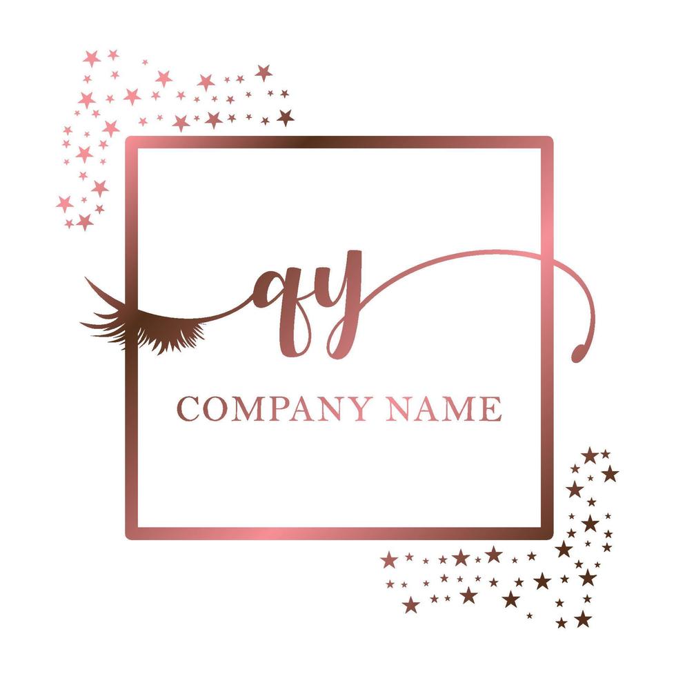 Initial logo QY handwriting women eyelash makeup cosmetic wedding modern premium vector