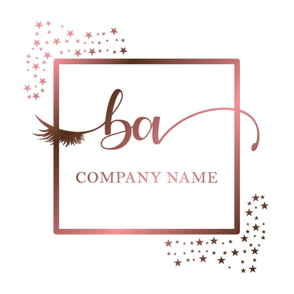 Initial logo BA handwriting women eyelash makeup cosmetic wedding modern premium vector