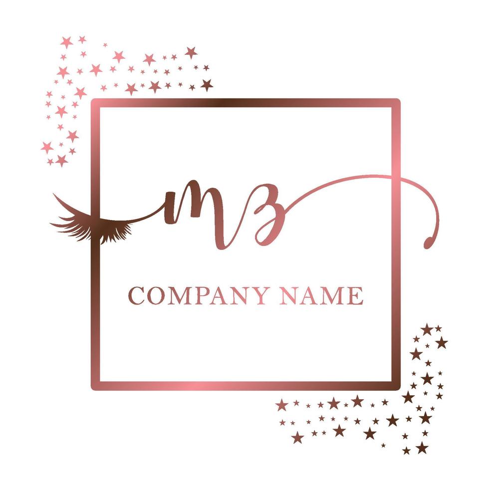 Initial logo MZ handwriting women eyelash makeup cosmetic wedding modern premium vector