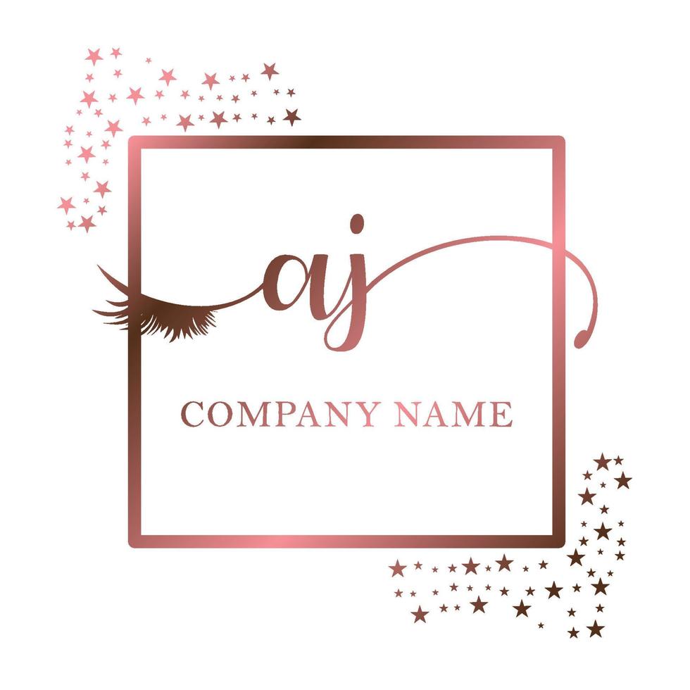 Initial logo AJ handwriting women eyelash makeup cosmetic wedding modern premium vector