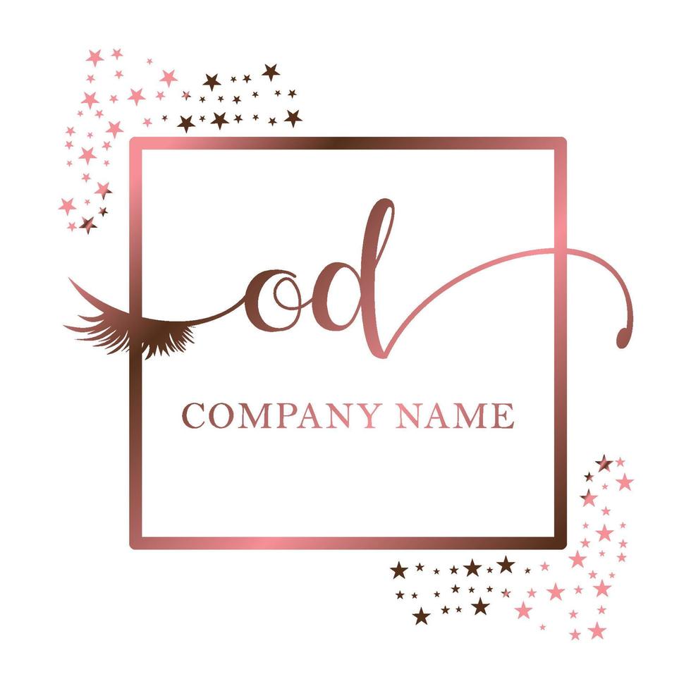 Initial logo OD handwriting women eyelash makeup cosmetic wedding modern premium vector