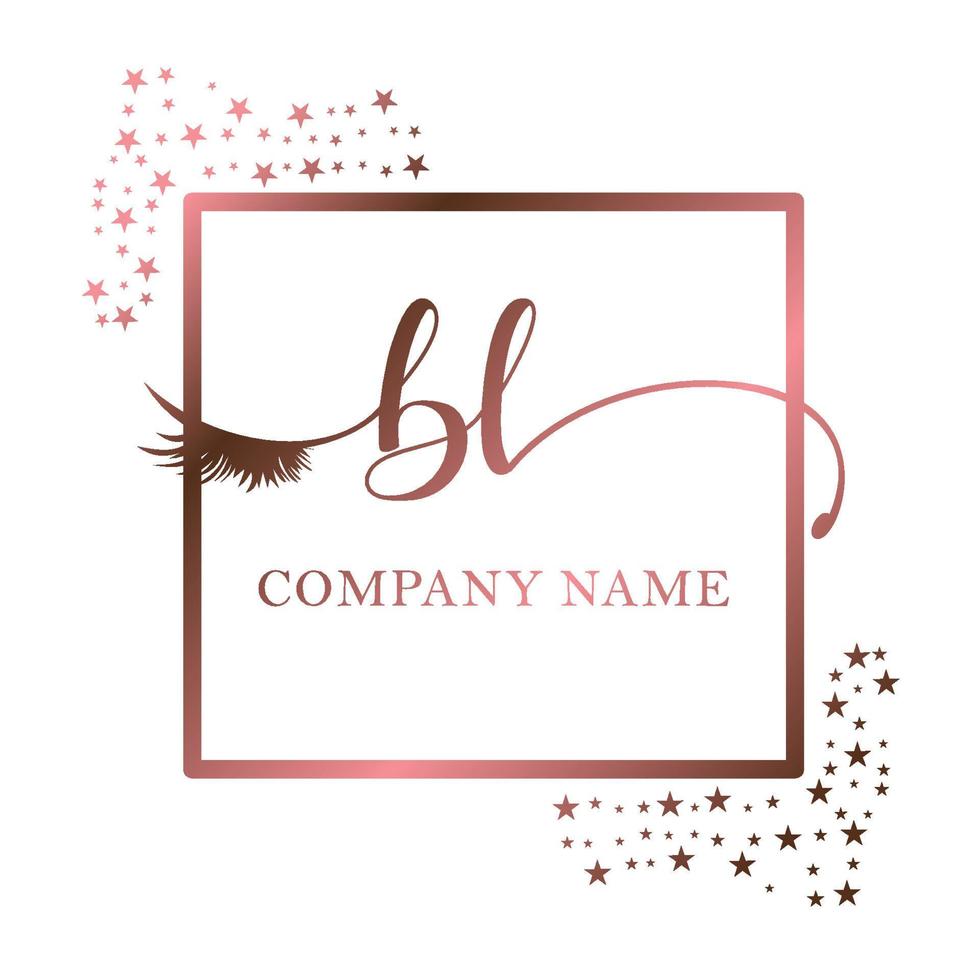 Initial logo BL handwriting women eyelash makeup cosmetic wedding modern premium vector