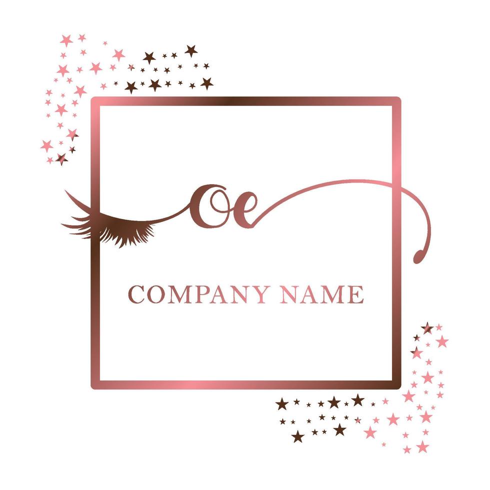 Initial logo OE handwriting women eyelash makeup cosmetic wedding modern premium vector