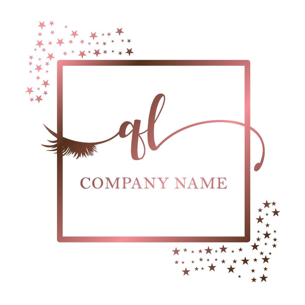 Initial logo QL handwriting women eyelash makeup cosmetic wedding modern premium vector