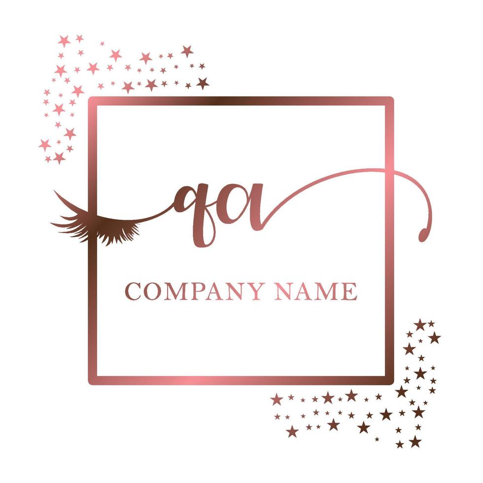 Initial logo QA handwriting women eyelash makeup cosmetic wedding modern premium vector