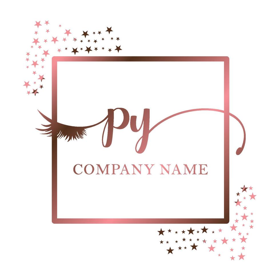 Initial logo PY handwriting women eyelash makeup cosmetic wedding modern premium vector