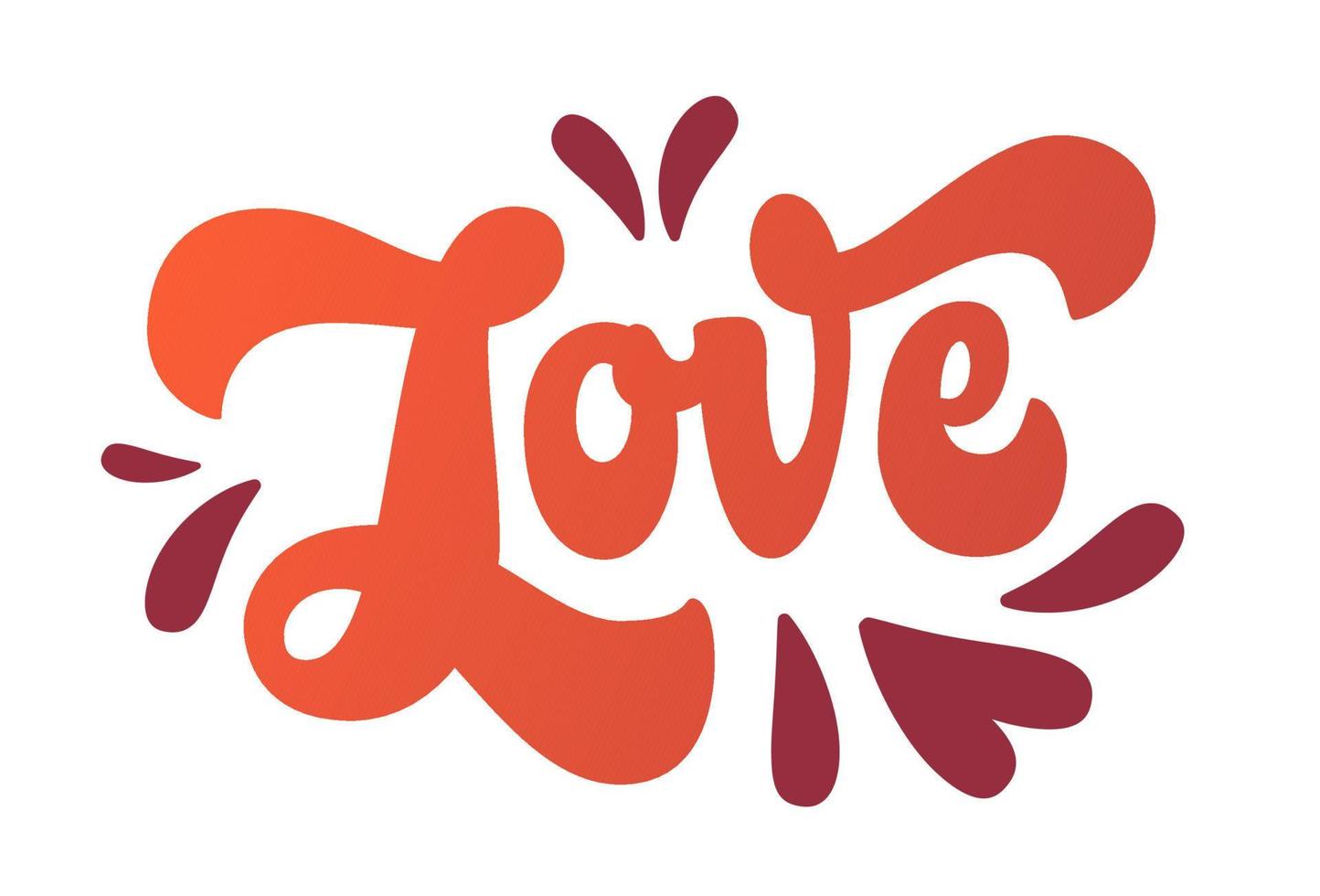 Hand-drawn script lettering design in 70s funky script style - Love. Creative typography illustration with bright playful typography illustration. Isolated vector for print, web, fashion purposes