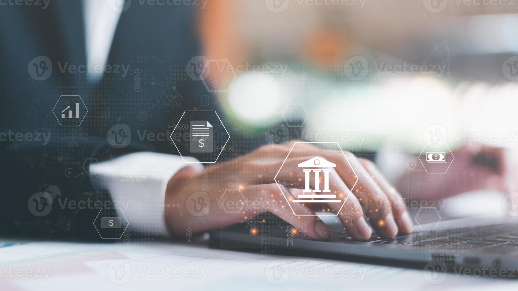 Accountant calculates and check the documents company online finance, Analysis of company financial data, Planning to assess and review the budget, concept of finance and investment photo