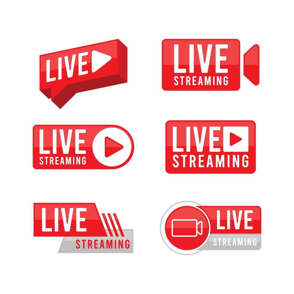 Set Of Live Streaming Red Badge vector
