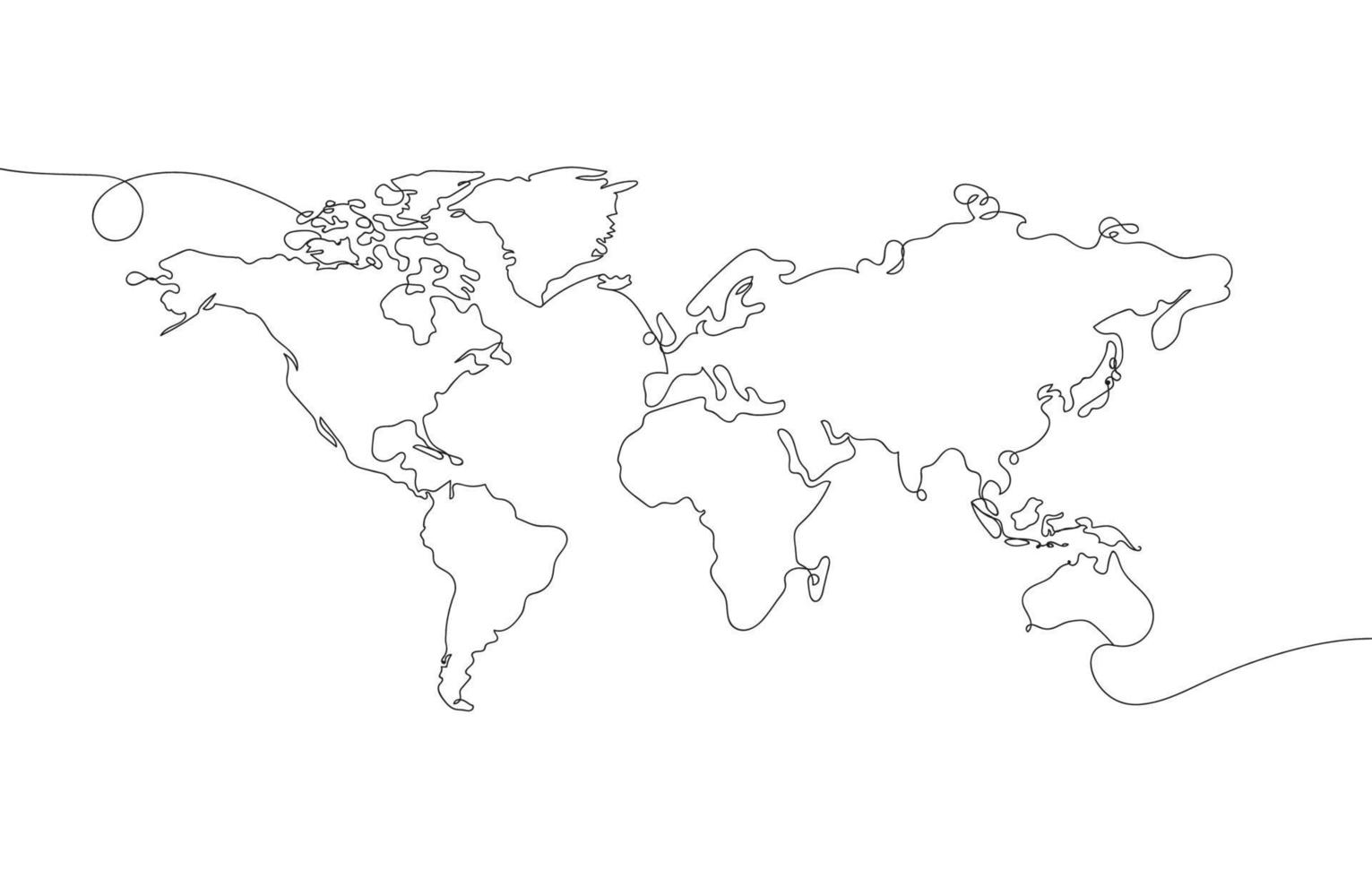 World Map Outline One Stroke Art Background vector