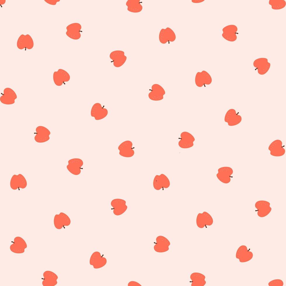 Vector seamless pattern with cute red apples
