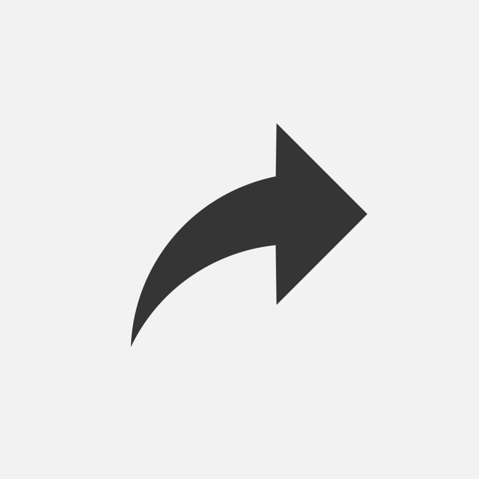 Black share publish arrow. Direction icon. Forward email arrow. Send Data Sign Pictogram. Vector illustration