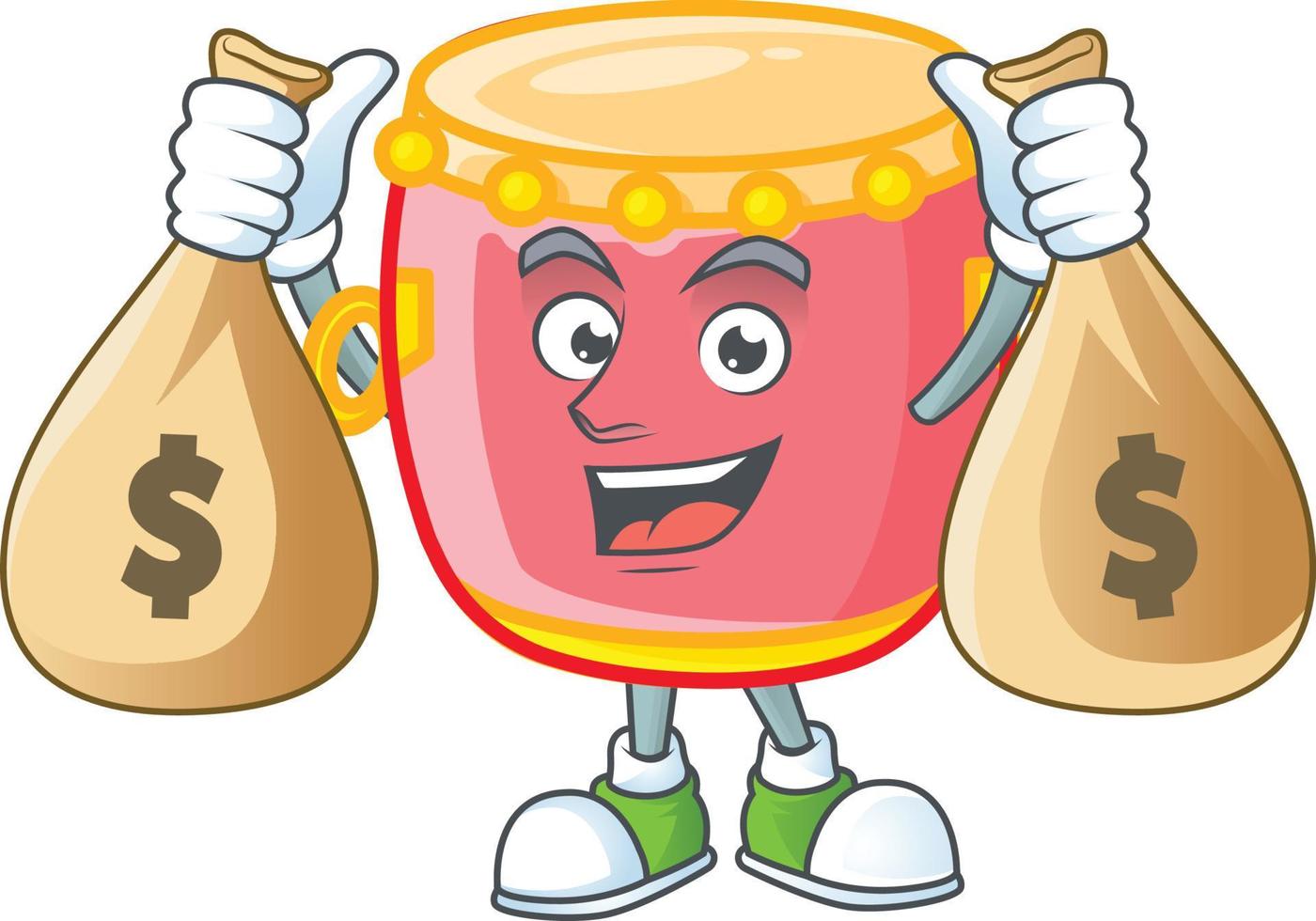 Chinese red drum cartoon character style vector