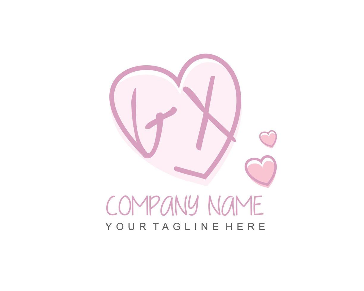 Initial GX with heart love logo template vector