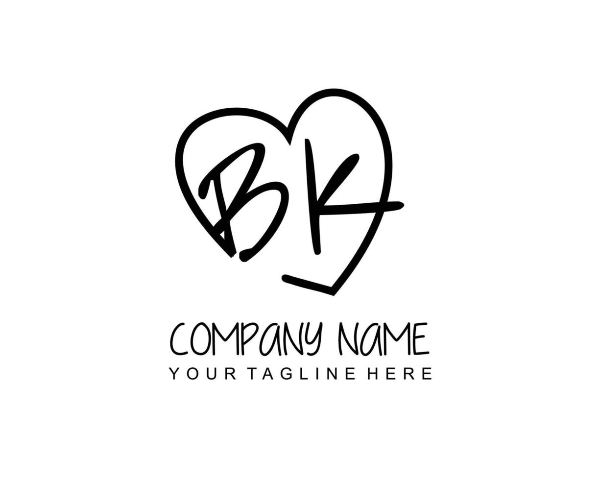 Initial BK with love logo template vector