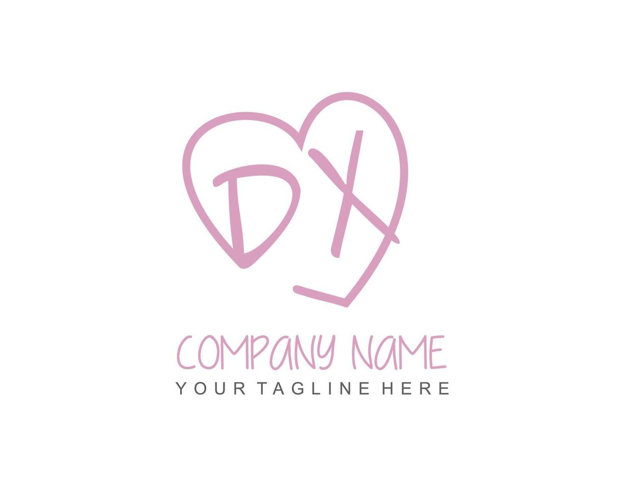 Initial DX with love logo template vector