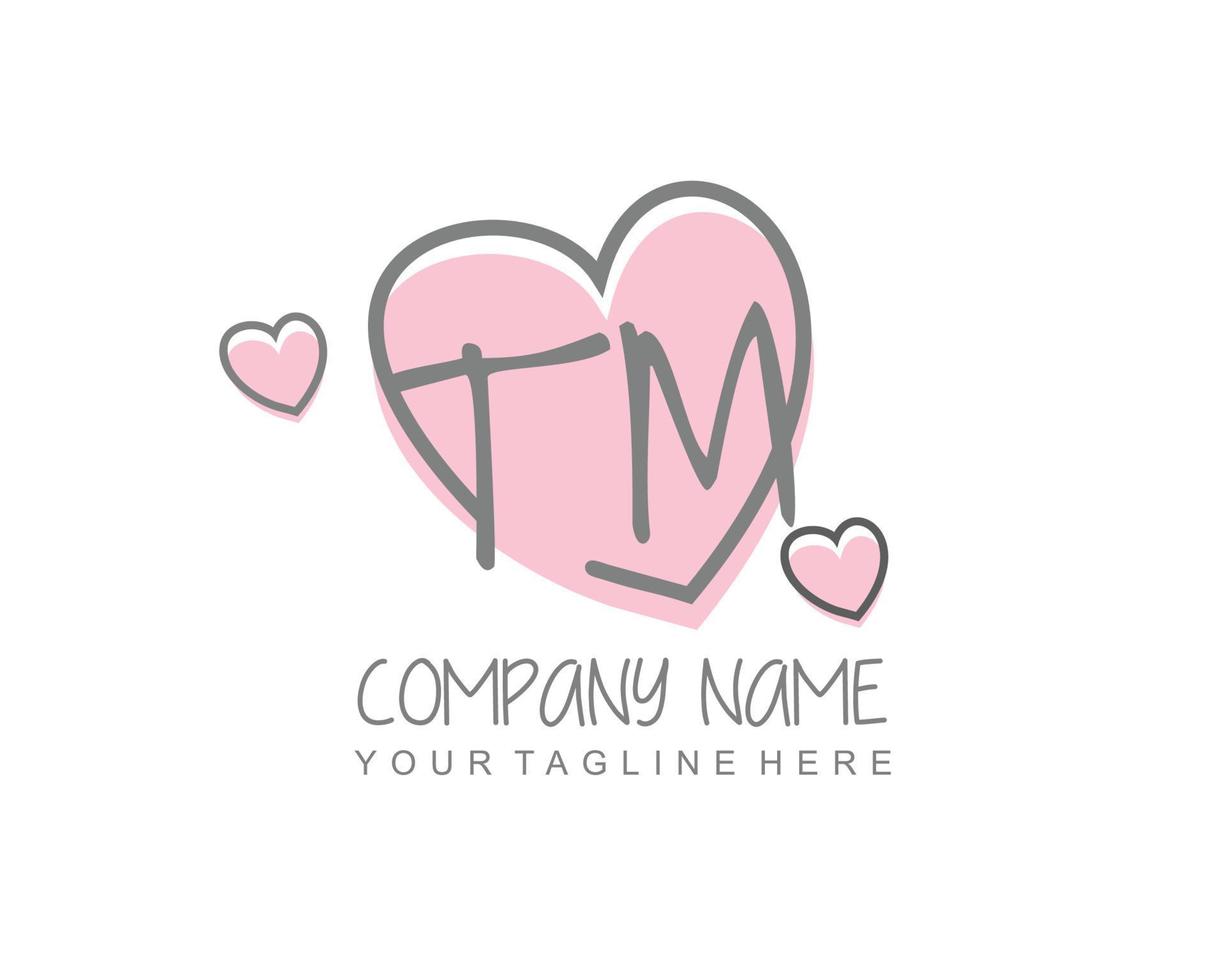 Initial TM with heart love logo template vector