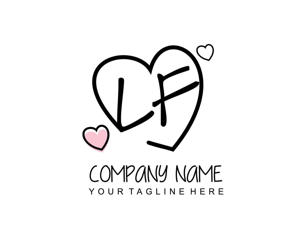 Initial LF with heart love logo template vector