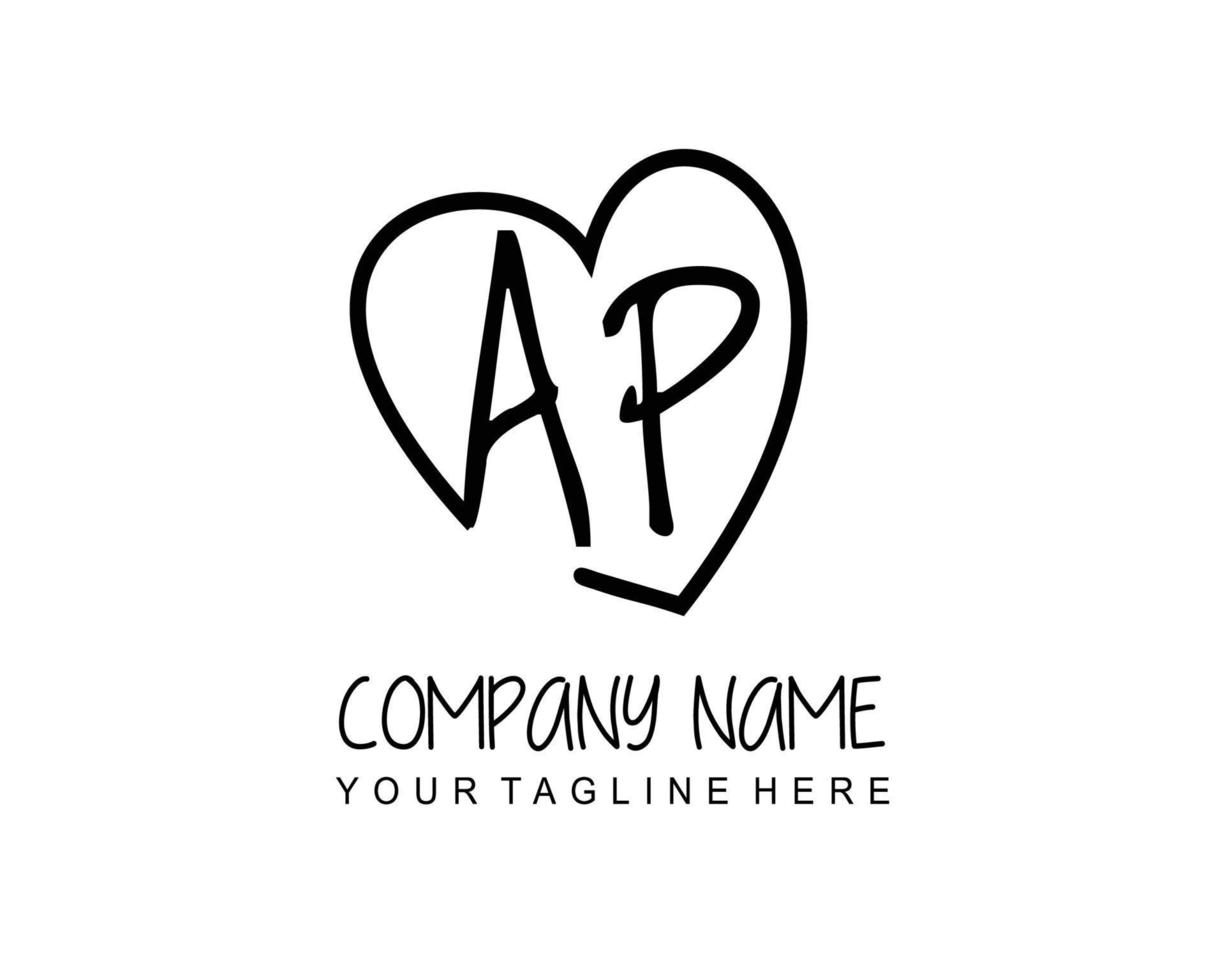 Initial AP with love logo template vector