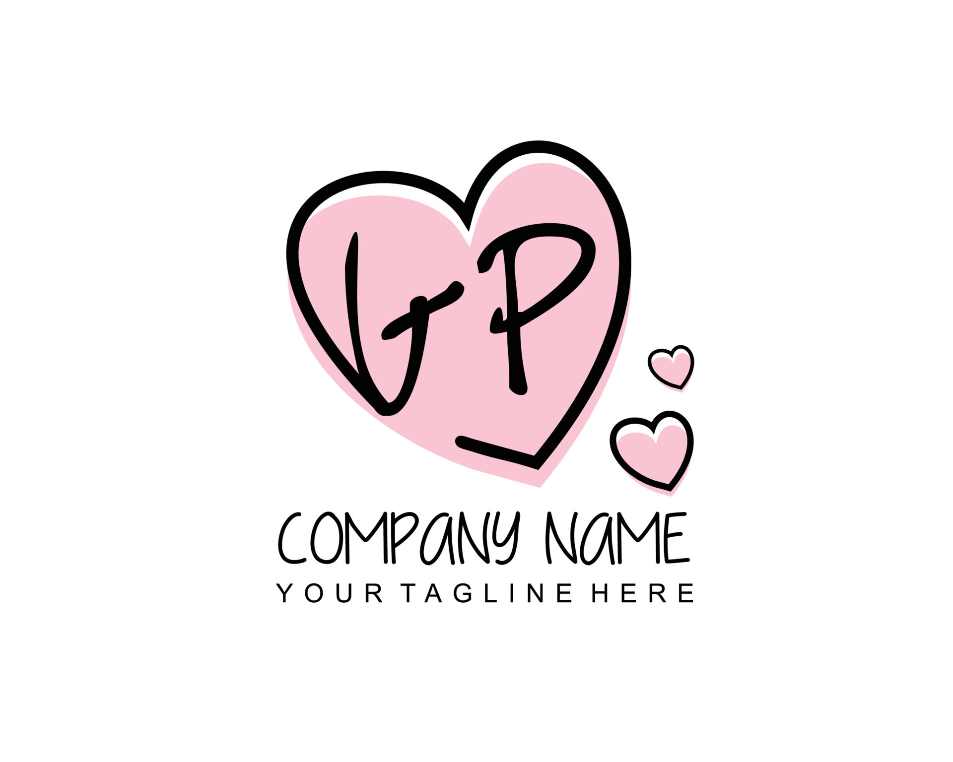 Initial GP with heart love logo template vector 20087896 Vector Art at