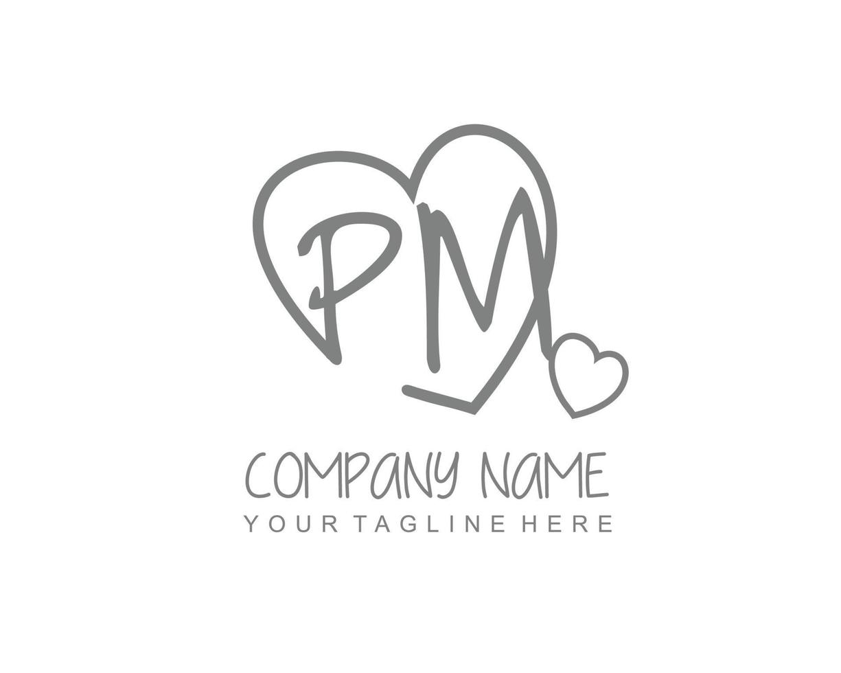 Initial PM with heart love logo template vector 20087944 Vector