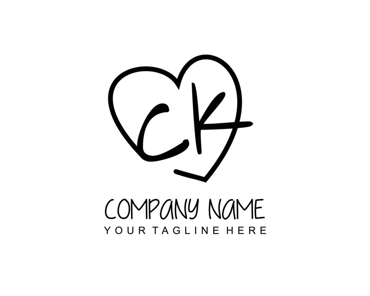 Initial CK with love logo template vector