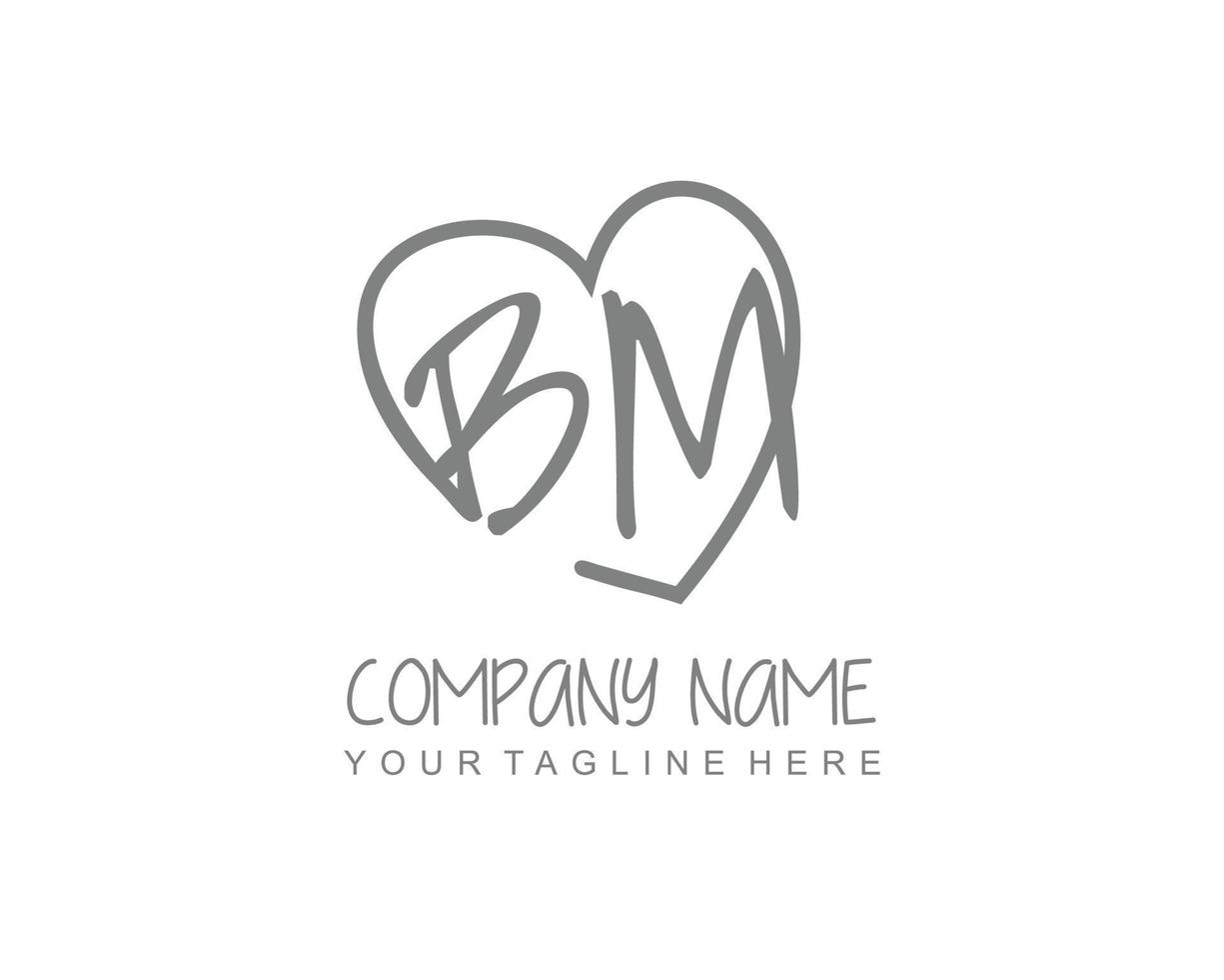 Initial BM with love logo template vector