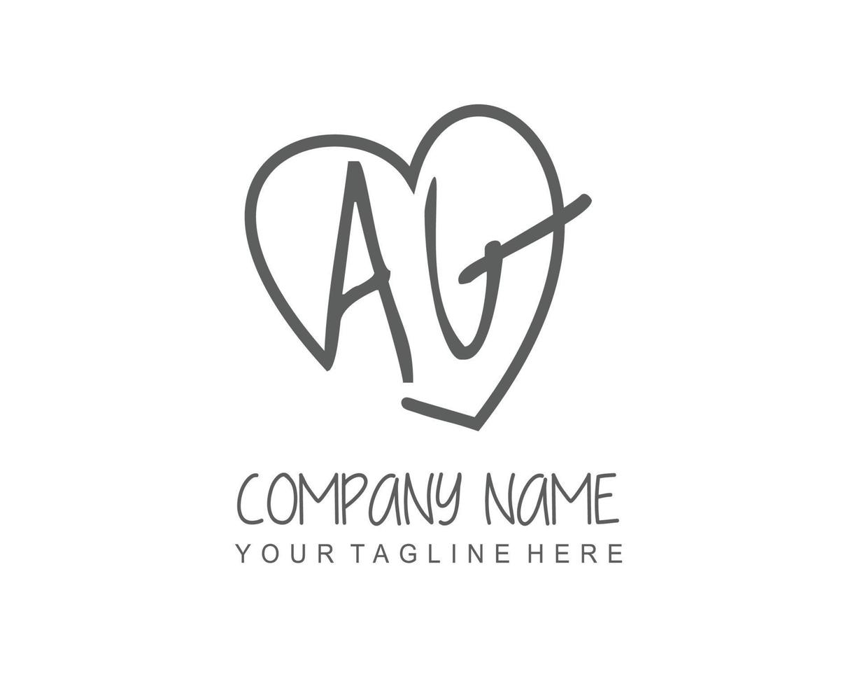 Initial AG with love logo template vector