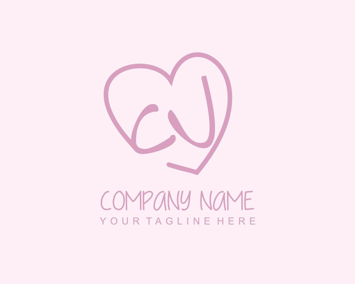 Initial CV with love logo template vector