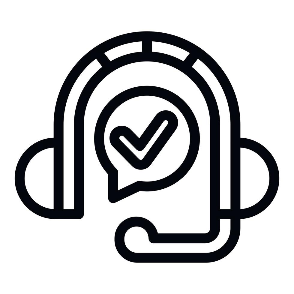 Headset warranty icon outline vector. Certificate card vector
