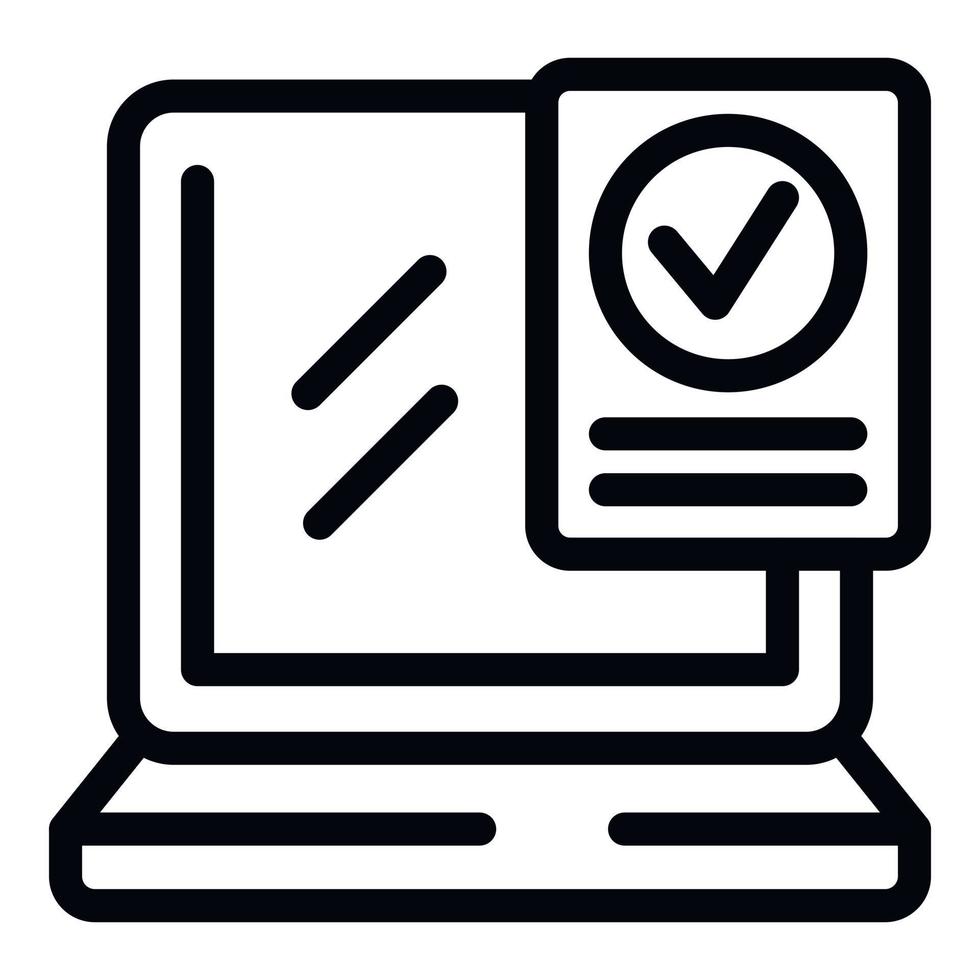 Laptop warranty icon outline vector. Certificate card vector