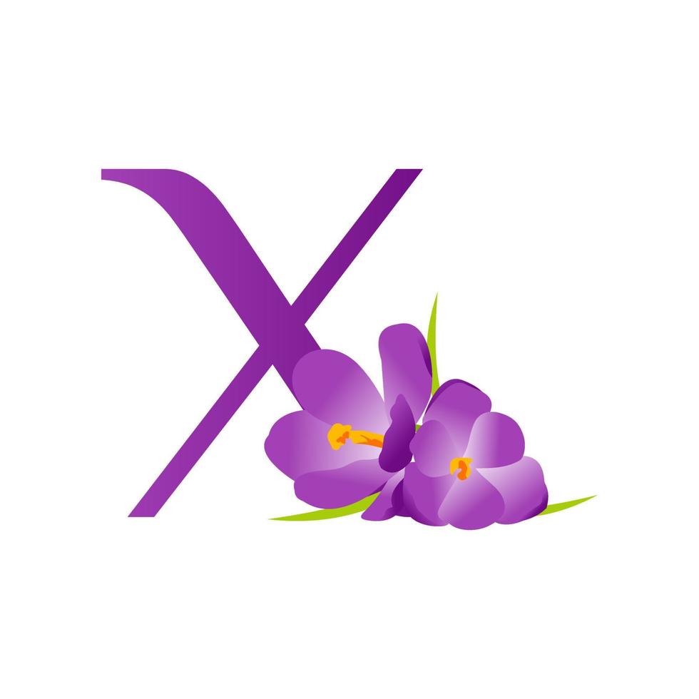 inicial X flor logo vector