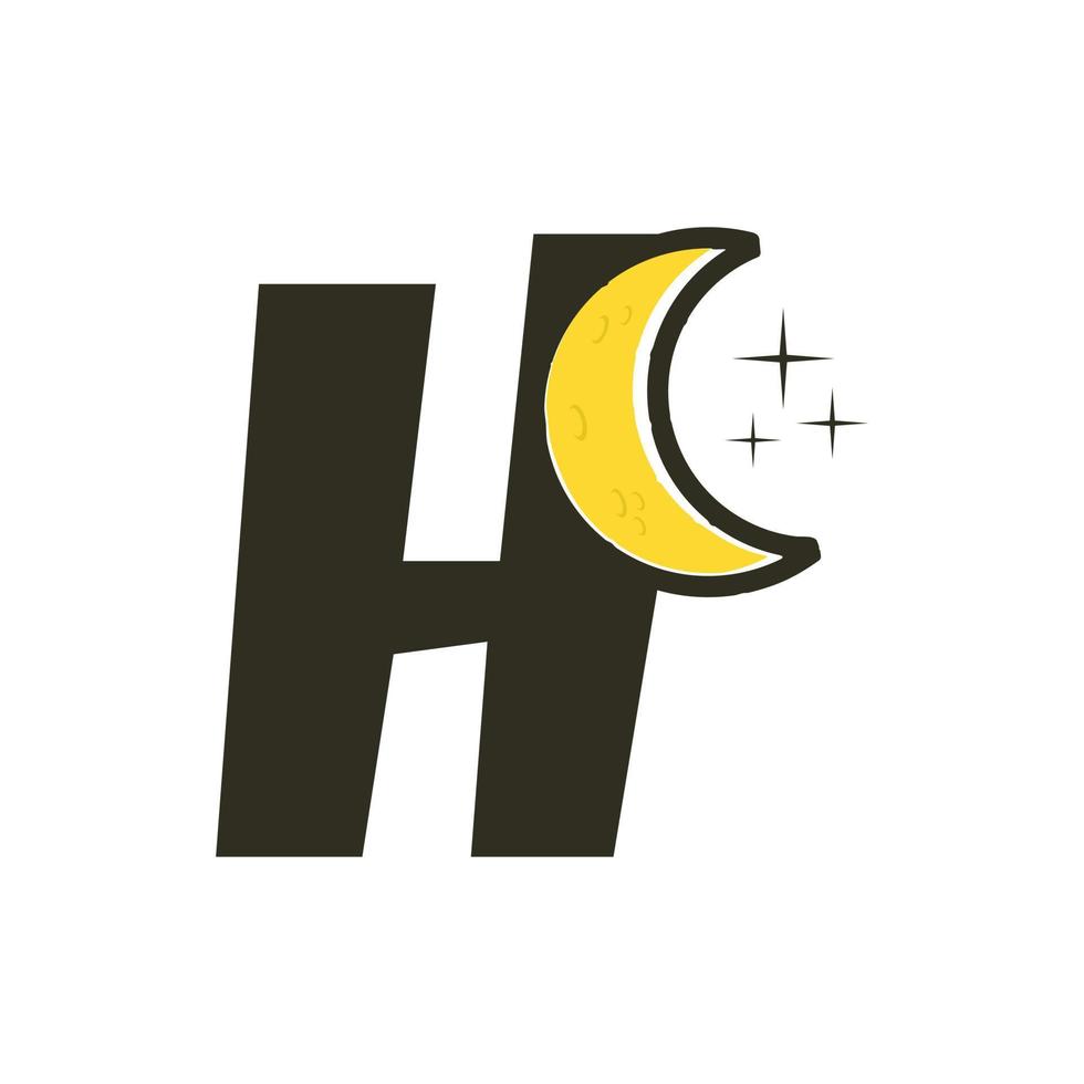 Initial H Moon Logo vector