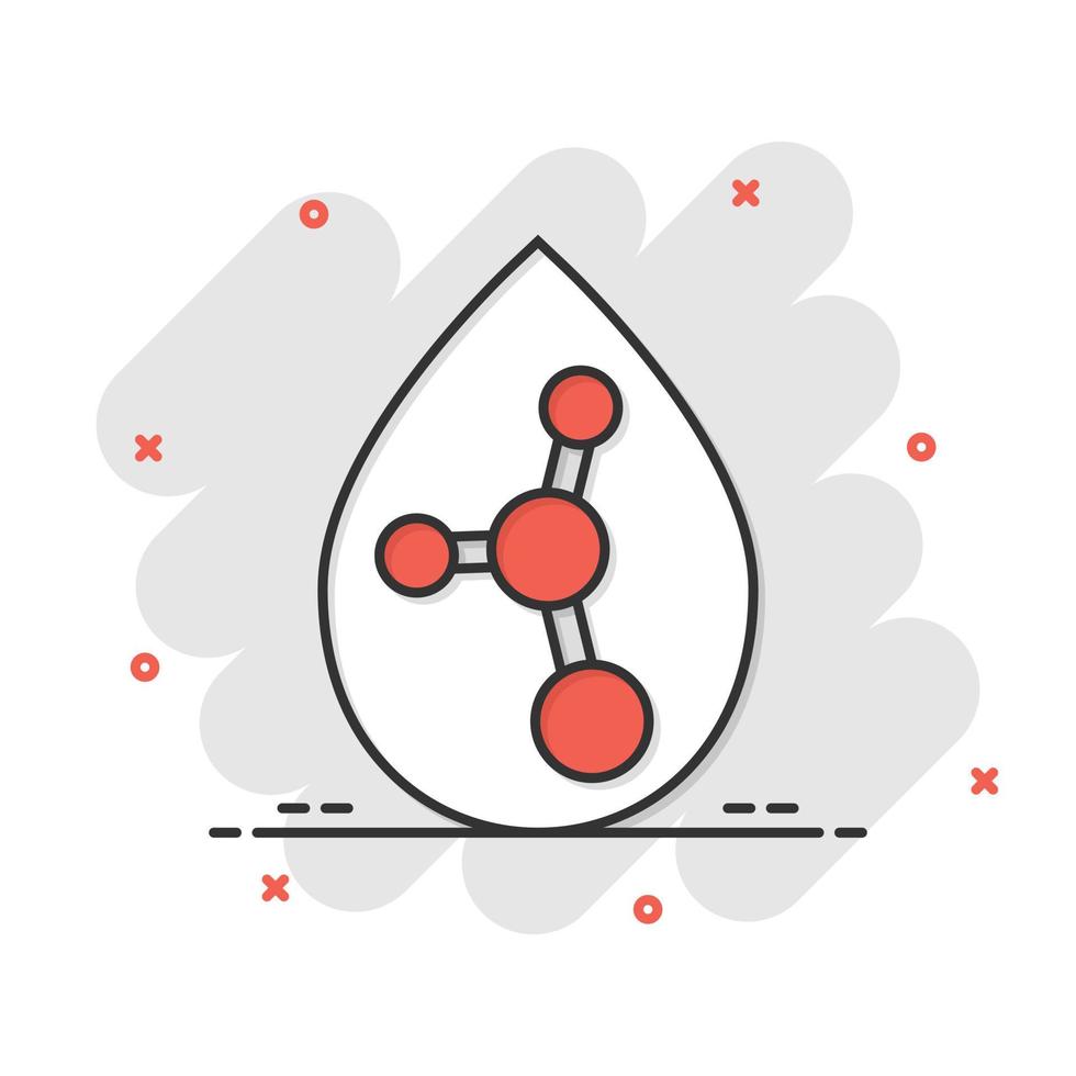 Acid molecule icon in comic style. Dna cartoon vector illustration on white isolated background. Amino model splash effect business concept.