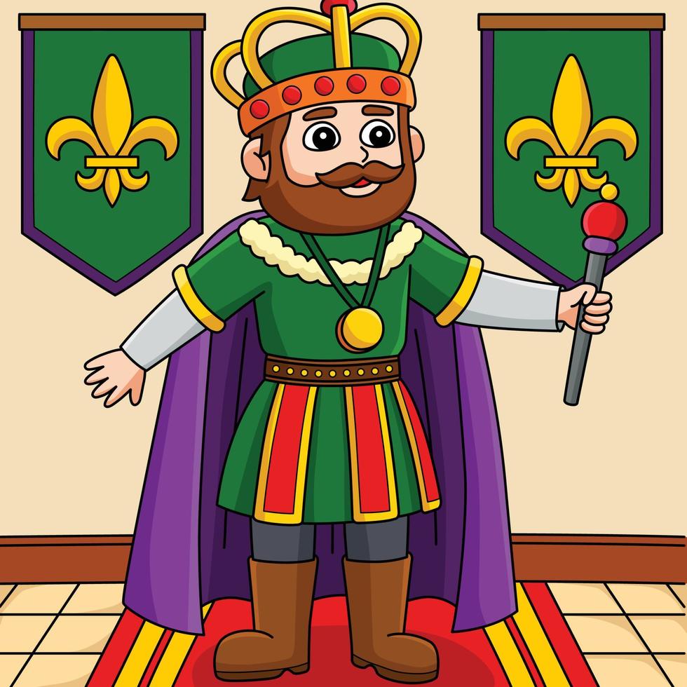 Mardi Gras Crown King Colored Cartoon Illustration vector