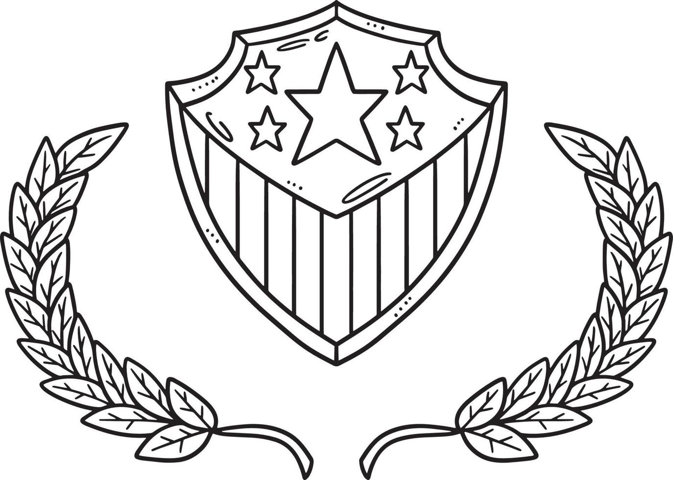 Shield Star Stripes and Laurel Wreath Isolated vector