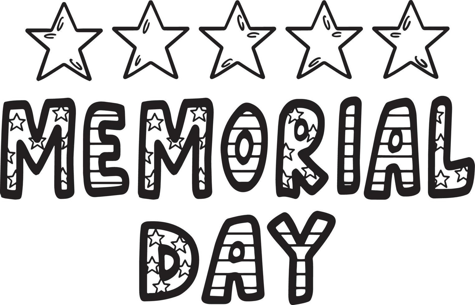 Memorial Day Isolated Coloring Page for Kids vector