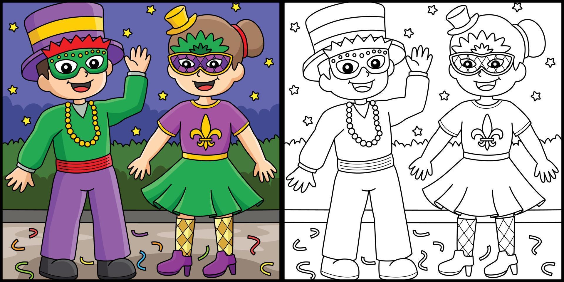 Mardi Gras Jester Boy and Girl Illustration vector
