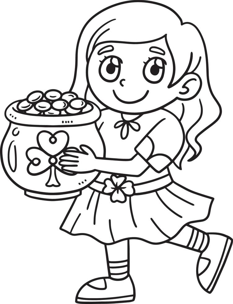 Saint Patricks Day Girl With Pot Of Gold Isolated vector