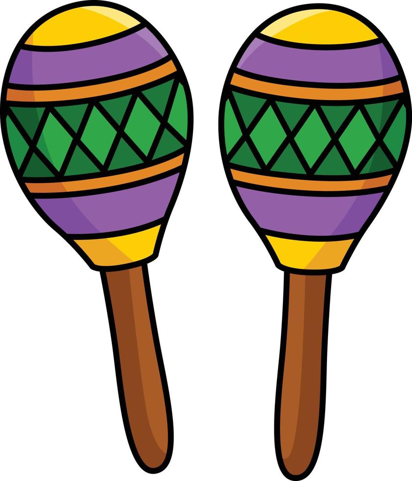 mardi gras maracas dibujos animados de colores clipart vector