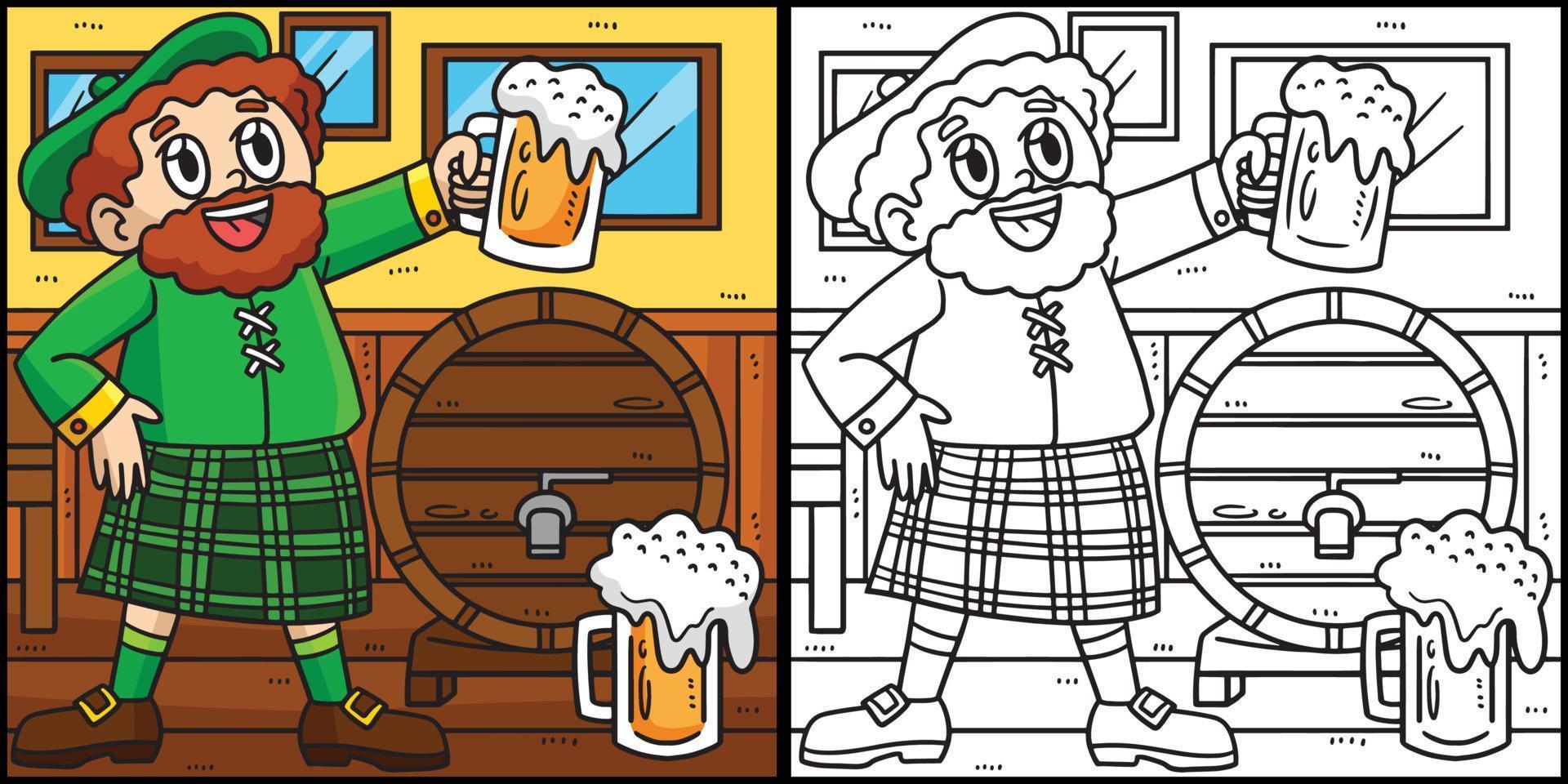 Santo patricks día hombre Bebiendo cerveza ilustración vector