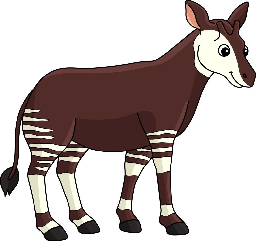 Okapi Animal Cartoon Colored Clipart Illustration vector