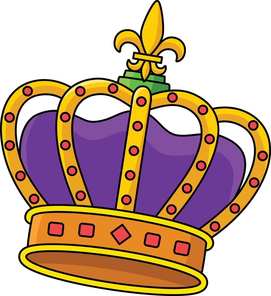 mardi gras rey corona dibujos animados color clipart vector