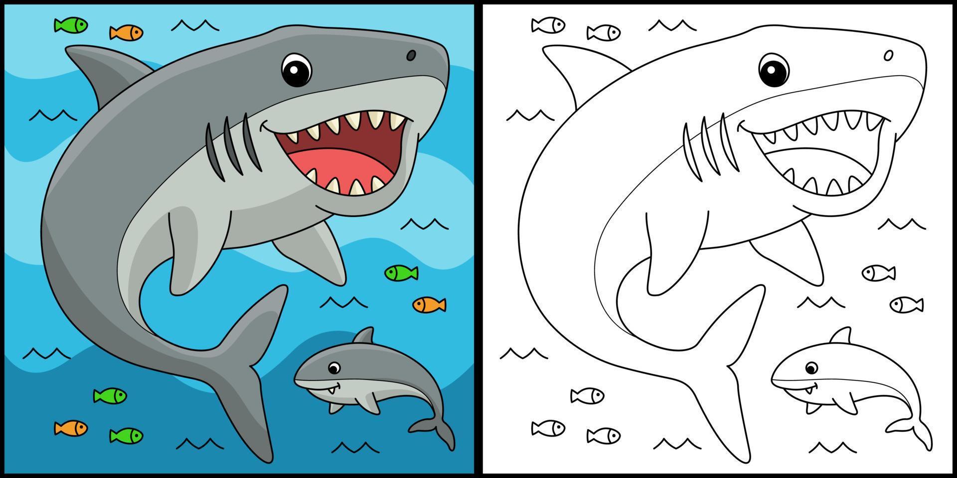 Megalodon Animal Coloring Page Illustration vector