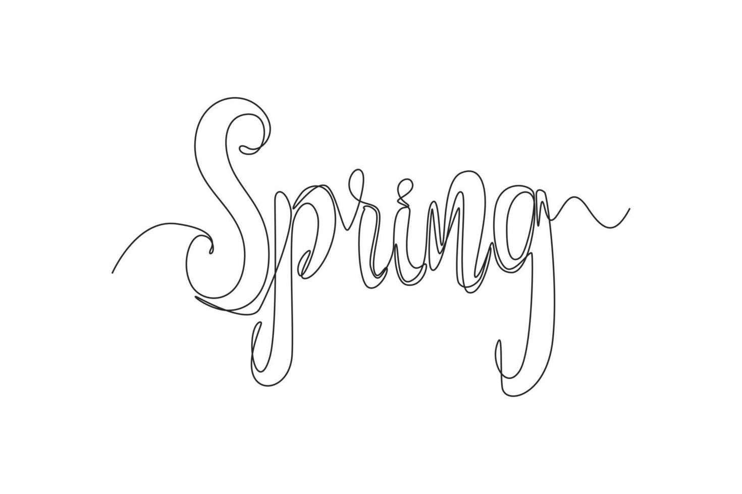 Continuous one line drawing Lettering spring season. Spring concept. Single line draw design vector graphic illustration.
