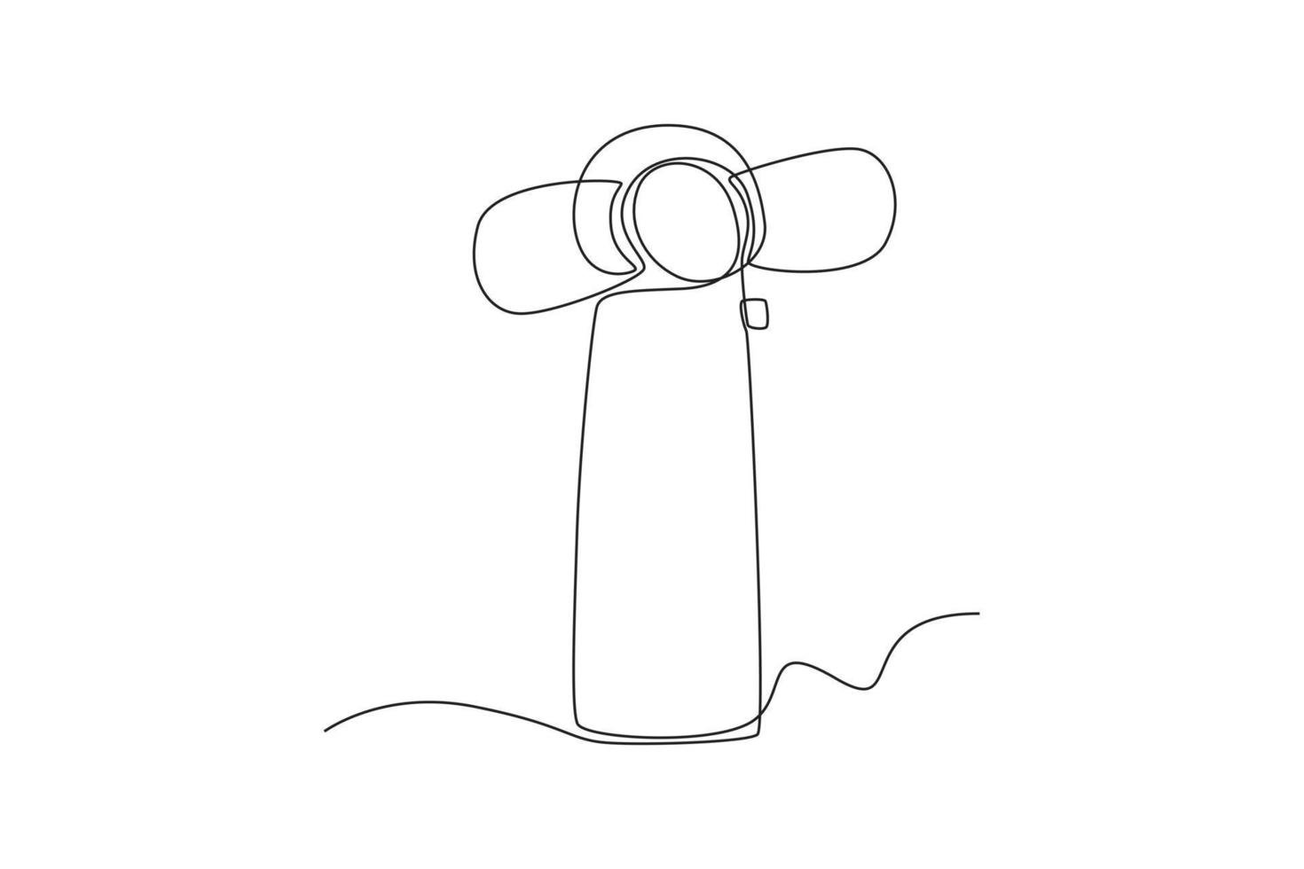 Single one line drawing Mini electric fan with handle. electricity home appliance concept. Continuous line draw design graphic vector illustration.