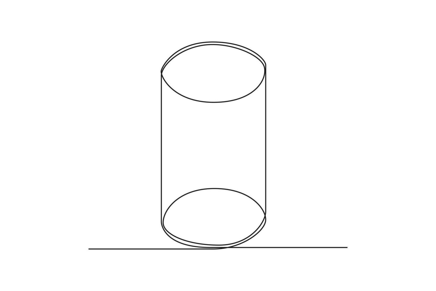 Single one line drawing cylinder. Geometric shapes concept. Continuous line draw design graphic vector illustration.