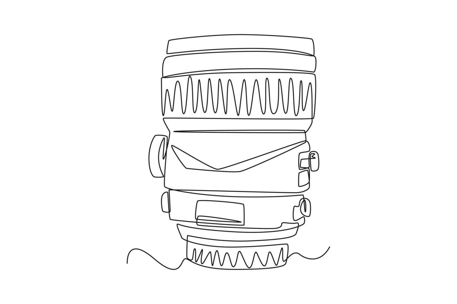 Continuous one line drawing camera lens. Video shooting tools concept. Single line draw design vector graphic illustration.