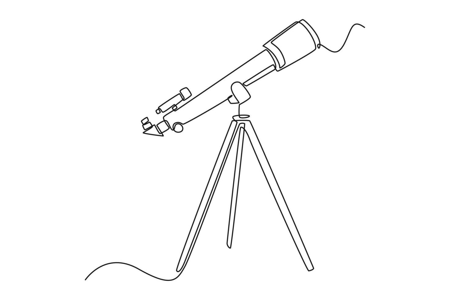 Continuous one line drawing telescopes. Outer space concept. Single line draw design vector graphic illustration.