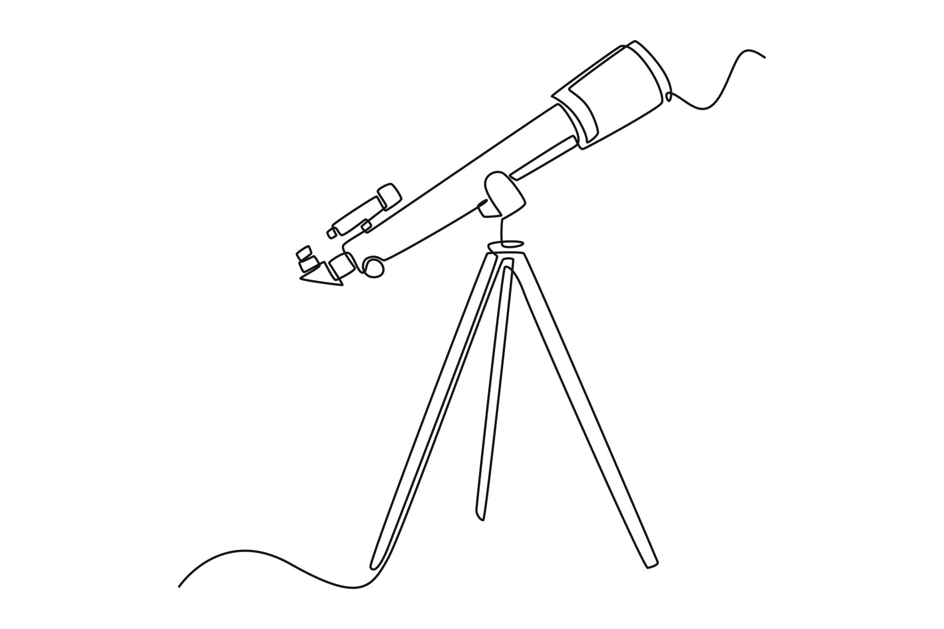 Continuous one line drawing telescopes. Outer space concept. Single